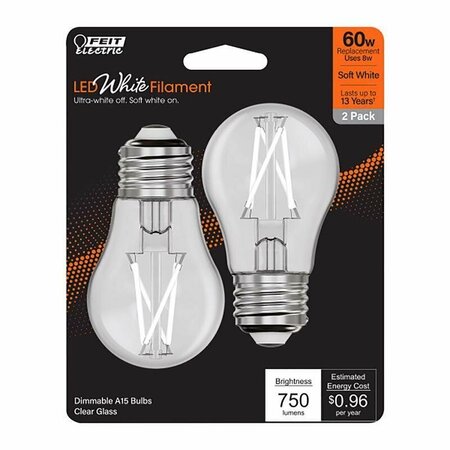 FEIT ELECTRIC LED E26 A15 SW 60W 2PK BPA1560927WFIL2